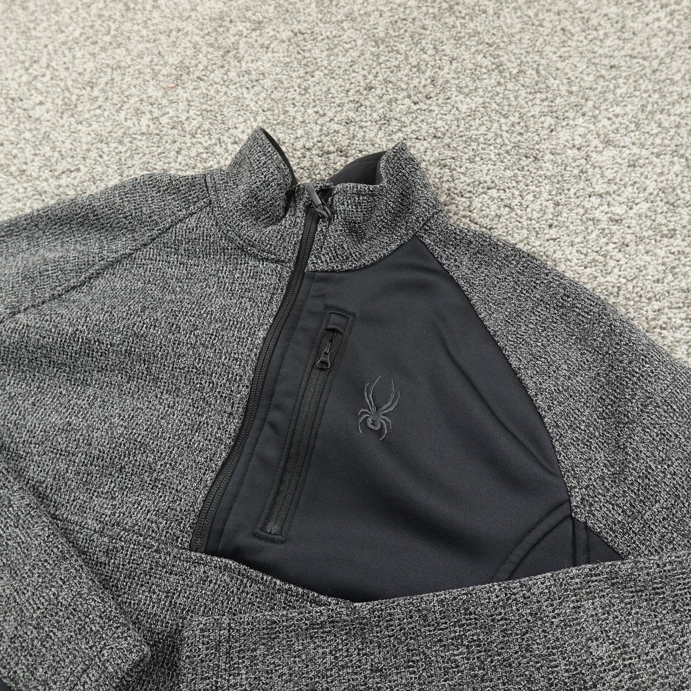 Spyder Pullover Mens M Gray 1/4 Zip Fleece Long‎ Sleeve Skiing Sweater Thermal